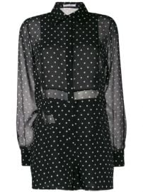 polka dot silk playsuit at Farfetch